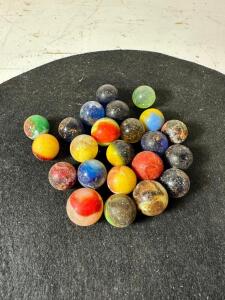 OLD MARBLES IN BUCKET (APPROX.. 60)