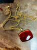 ONYX RED STONE NECKLACE WITH GOLD CHAIN