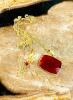 ONYX RED STONE NECKLACE WITH GOLD CHAIN - 2