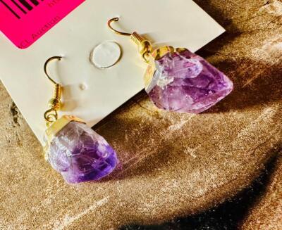 AMETHYST PURPLE STONE EARRINGS