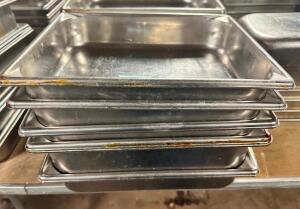 DESCRIPTION: (6) HALF SIZE STAINLESS INSERTS SIZE 2" DEEP LOCATION: BAY 7 THIS LOT IS: SOLD BY THE PIECE QTY: 6