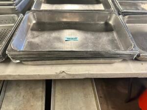 DESCRIPTION: (6) FULL SIZE STAINLESS INSERTS SIZE 2" DEEP LOCATION: BAY 7 THIS LOT IS: SOLD BY THE PIECE QTY: 6