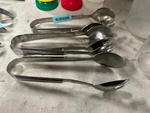 DESCRIPTION: (4) STAINLESS TONGS LOCATION: BAY 7 THIS LOT IS: SOLD BY THE PIECE QTY: 4