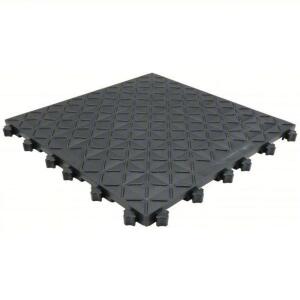 DESCRIPTION: (6) INTERLOCKING ANTIFATIGUE MAT TILE BRAND/MODEL: SAFEFLEX #55PK53 INFORMATION: BLACK RETAIL$: $41.00 EA SIZE: 18X18 QTY: 6