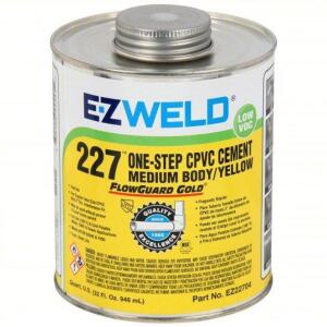 DESCRIPTION: (6) ONE STEP CPVC CEMENT BRAND/MODEL: EZ WELD 227 RETAIL$: $17.64 EA SIZE: 32 FL OZ QTY: 6