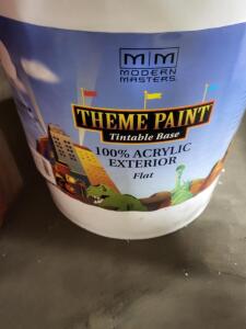 DESCRIPTION: (1) ACRYLIC EXTERIOR PAINT BRAND/MODEL: MODERN MASTERS THEME PAINT RETAIL$: $258.25 EA SIZE: 5 GALLON QTY: 1