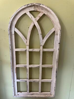 DESCRIPTION: LARGE WORN WOODEN WINDOW SIZE: 51"X26" QTY: 1