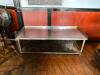 DESCRIPTION: 72" X 30" STAINLESS CHEF BASE/ EQUIPMENT STAND W/ BACKSPLASH SIZE: 72" L X 30" W X 24" H - 5