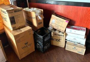 DESCRIPTION: LARGE ASSORTMENT OF PAPER PRODUCTS AND PACKAGING SUPPLIES AS SHOWN
