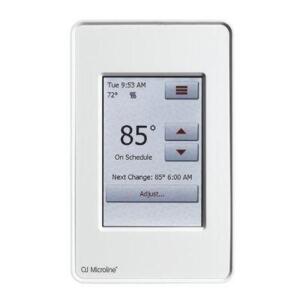 DESCRIPTION (1) PROGRAMMABLE TOUCHSCREEN THERMOSTAT BRAND/MODEL OJ MICROLINE #UWG4-4999 ADDITIONAL INFORMATION RETAILS FOR $205.00 SIZE 3 1/2 SCREEN T