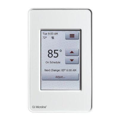 DESCRIPTION (1) PROGRAMMABLE TOUCHSCREEN THERMOSTAT BRAND/MODEL OJ MICROLINE #UWG4-4999 ADDITIONAL INFORMATION RETAILS FOR $205.00 SIZE 3 1/2 SCREEN T