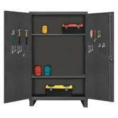 DESCRIPTION: (1) PEGBOARD AND SHELF STORAGE CABINET BRAND/MODEL: DURHAM INFORMATION: GREY RETAIL$: $1,962.00 EA SIZE: 12 Gauge 48"W x 24"D x 78"H QTY: