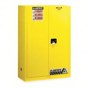 DESCRIPTION: (1) FLAMMABLES SAFETY CABINET BRAND/MODEL: JUSTRITE #1YNE4 INFORMATION: YELLOW RETAIL$: $1836.61 EA SIZE: 45 GAL, 43 IN X 18 IN X 65 IN,