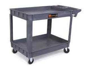 DESCRIPTION: (1) EXTRA WIDE UTILITY CART BRAND/MODEL: RUBBERMAID #2650 INFORMATION: GRAY, HEAVY DUTY PLASTIC RETAIL$: $106.25 EA SIZE: 500 LB CAPACITY