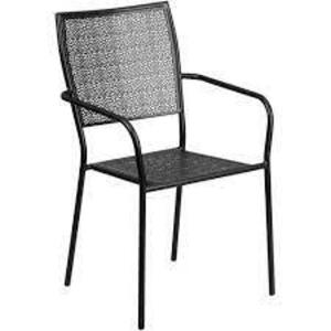 DESCRIPTION: (4) INDOOR-OUTDOOR PATIO ARM CHAIRS BRAND/MODEL: FLASH FURNITURE #CO-2-BK-GG INFORMATION: BLACK RETAIL$: $53.54 EA QTY: 4