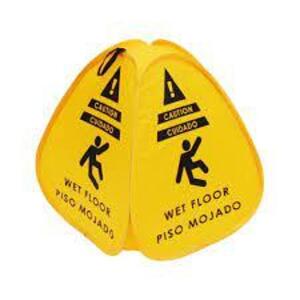 DESCRIPTION: (10) POP-UP WET FLOOR SIGNS BRAND/MODEL: WINDOWS101 INFORMATION: YELLOW RETAIL$: $12.80 PER SIGN SIZE: SMALL TRIANGLE QTY: 10