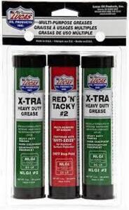 DESCRIPTION: (2) PACKS OF MULTIPURPOSE GREASES BRAND/MODEL: LUCAS OIL INFORMATION: 3 GREASES PER PACK RETAIL$: $11.69 EA SIZE: (2) XTRA HEAVY DUTY GRE