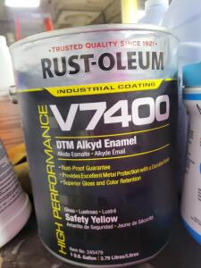 DESCRIPTION: (1) RUST PREVENTIVE PAINT BRAND/MODEL: RUST-OLEUM CV7400 INFORMATION: SAFETY YELLOW RETAIL$: 141.9 SIZE: 1 GALLON QTY: 1