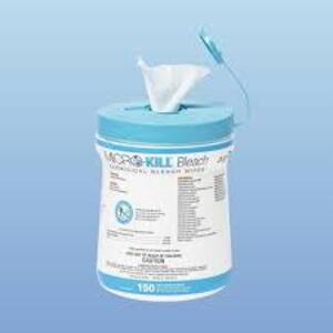 DESCRIPTION: (6) GERMICIDAL BLEACH WIPES BRAND/MODEL: MICRO-KILL RETAIL$: $12.48 EA SIZE: 150 WIPES PER CONTAINER QTY: 6