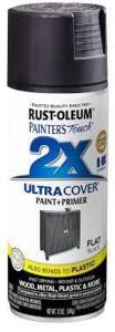 DESCRIPTION: (4) ULTRA COVER PAINT AND PRIMER BRAND/MODEL: RUST-OLEUM PAINTERS TOUCH 2X INFORMATION: FLAT BLACK RETAIL$: $6.19 EA SIZE: 12 OZ QTY: 4