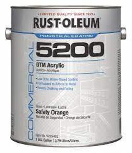 DESCRIPTION: (2) DTM ACRYLIC BRAND/MODEL: RUST-OLEUM 5200 INFORMATION: SAFETY ORANGE RETAIL$: $68.89 EA SIZE: 1 GALLON QTY: 2