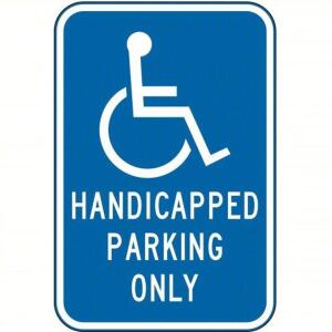 DESCRIPTION: (3) HANDICAP PARKING SIGN BRAND/MODEL: 2PME2 RETAIL$: $35.11 EA SIZE: ALUMINUM QTY: 3