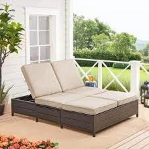 DESCRIPTION: (1) DOUBLE CHAISE LOUNGE BENCH FOR PATIO BRAND/MODEL: MAINSTAYS #MSS129900298087 INFORMATION: TAN RETAIL$: $349.00 EA QTY: 1