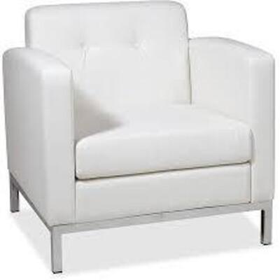 DESCRIPTION: (1) FAUX LEATHER ARMCHAIR BRAND/MODEL: AVE #WST51A-W32 INFORMATION: WHITE RETAIL$: $401.99 EA QTY: 1