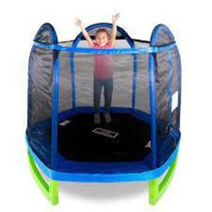 DESCRIPTION: (1) MY FIRST TRAMPOLINE WITH FLASHLIGHT ZONE BRAND/MODEL: BOUNCE PRO RETAIL$: 100 SIZE: 7 FT QTY: 1