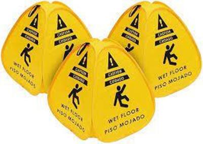 DESCRIPTION: (12) POP-UP WET FLOOR SIGNS BRAND/MODEL: WINDOWS101 INFORMATION: YELLOW RETAIL$: $12.80 PER SIGN SIZE: SMALL TRIANGLE QTY: 12