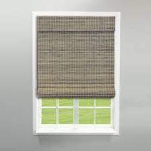 DESCRIPTION: (1) CORDLESS ROMAN SHADE BRAND/MODEL: RADIANCE #2208848E INFORMATION: BROWN RETAIL$: $34.99 EA SIZE: 23X64 QTY: 1