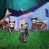 DESCRIPTION: (1) 3 PCS HALLOWEEN SKELETON CAT DECORATIONS BRAND/MODEL: ROCHINHA RETAIL$: #30.00 EA QTY: 1