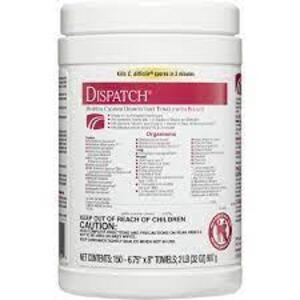 DESCRIPTION: (6) DISINFECTANT TOWELS BRAND/MODEL: DISPATCH RETAIL$: $20.00 EA SIZE: 150 A CAN QTY: 6