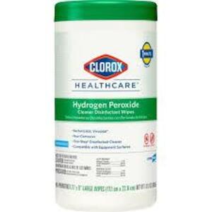 DESCRIPTION: (4) HYDROGEN PEROXIDE CLEANER DISINFECTANT WIPES BRAND/MODEL: CLOROX HEALTHCARE RETAIL$: $11.20 EA SIZE: 90 WIPES PER CONTAINER QTY: 4