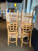 DESCRIPTION: (4) WOODEN BAR STOOLS WITH VINYL UPHOLSTERED CUSHIONS LOCATION: MAIN BAR QTY: 4 - 2