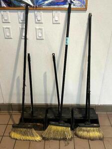 DESCRIPTION: (3) BROOMS AND DUST PANS LOCATION: KITCHEN QTY: 3