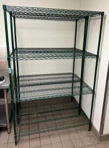 DESCRIPTION: 4-TIER WIRE SHELVING UNIT SIZE: 48"X18"X74" LOCATION: KITCHEN QTY: 1