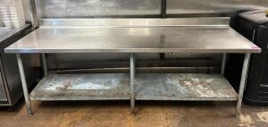 8' STAINLESS STEEL TABLE WITH GALVANIZED UNDERSHELF