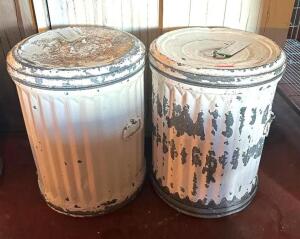 DESCRIPTION: (2) METAL TRASH BINS WITH LIDS QTY: 2