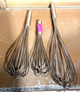 DESCRIPTION: (3) ASSORTED SIZED WHISKS QTY: 3