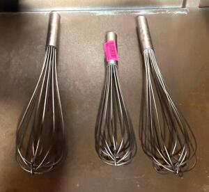 DESCRIPTION: (3) ASSORTED SIZED WHISKS QTY: 3