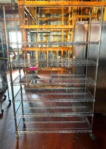 DESCRIPTION: 6-TIER WIRE SHELVING UNIT ON CASTERS SIZE: 48"X18"X76" QTY: 1