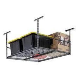 DESCRIPTION (1) ADJUSTABLE HEIGHT WIRE OVERHEAD GARAGE STORAGE BRAND/MODEL MUSCLE RACK #LR4848-SV ADDITIONAL INFORMATION RETAILS FOR $100.00 SIZE 48X4