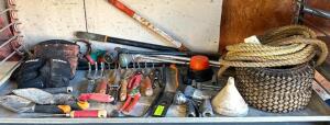 DESCRIPTION: CONTENTS OF SHELF (ASSORTED GARDEN HAND TOOLS AND HARDWARE AS SHOWN) LOCATION WAREHOUSE #2