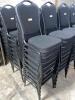 DESCRIPTION (8) BLACK FABRIC STACK CHAIRS W/ METAL FRAMES. ADDITIONAL INFORMATION SOME SEATS NEEDS CLEANED. THIS LOT IS SOLD BY THE PIECE. LOCATION BA - 3