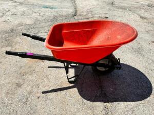 DESCRIPTION: 6 CU. FT HEAVY DUTY WHEELBARROW - ORANGE SIZE 6 CU. FT LOCATION: BUILDING 4 QTY: 1
