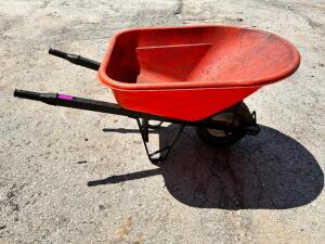 DESCRIPTION: 6 CU. FT HEAVY DUTY WHEELBARROW - ORANGE SIZE 6 CU. FT LOCATION: BUILDING 4 QTY: 1