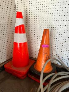 DESCRIPTION: (6) ASSORTED SMALL ORANGE TRAFFIC CONES LOCATION: BUILDING 3 THIS LOT IS: ONE MONEY QTY: 1