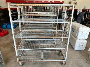 DESCRIPTION: 56" X 22" LANDSCAPING FLOWER / PLANTING TRANSPORT CART LOCATION: BUILDING 4 QTY: 1