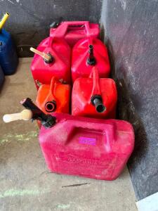 DESCRIPTION: (6) ASSORTED RED PLASTIC GAS CANS LOCATION: BUILDING 4 THIS LOT IS: SOLD BY THE PIECE QTY: 6